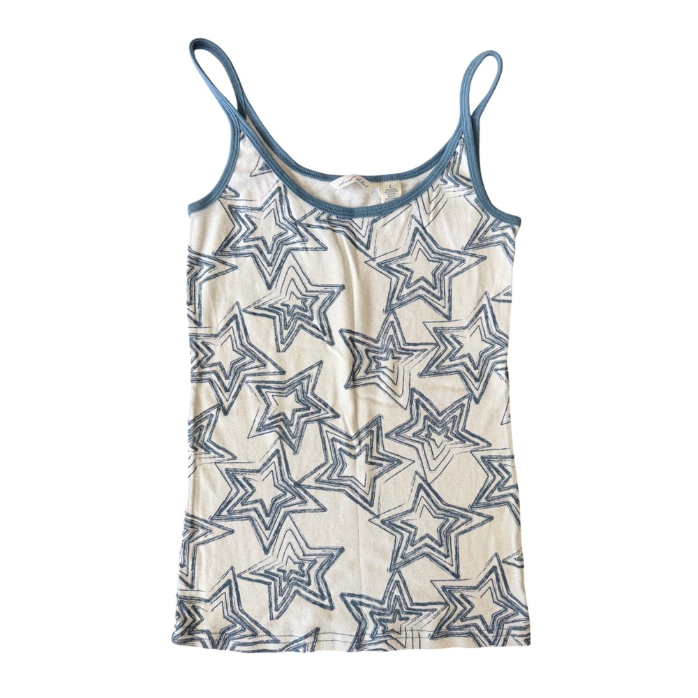 Derek Heart Women's L White Blue Star Print Tank Top | SKU 1020